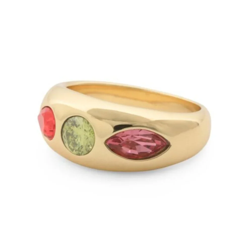 Gorjana Band Ring Nova Gold Plated Crystal Citrus Mix Ring Sz.7 - Picture 4 of 10